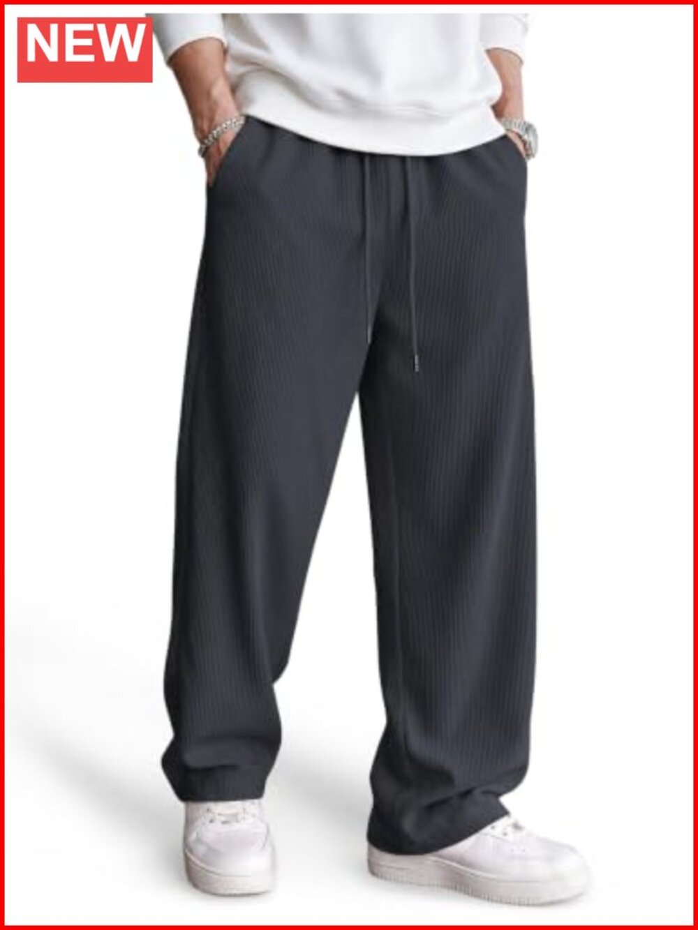 Men's Corduroy Pants Relaxed Fit Drawstring Sweatpants